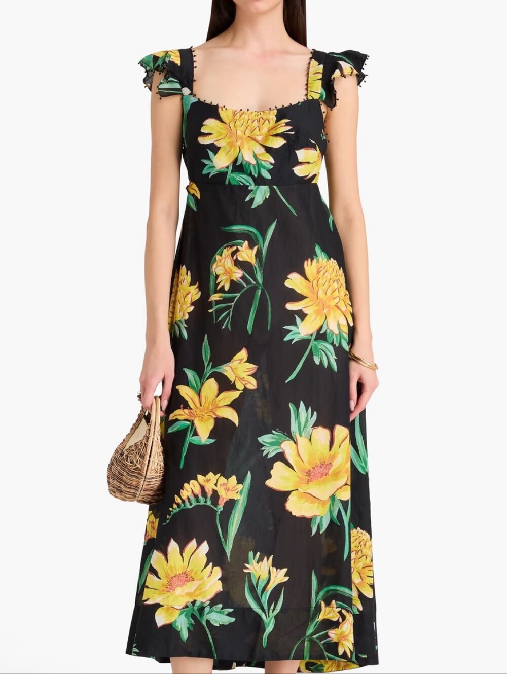 Farm Rio Alice Flowers Black Maxi